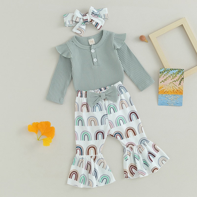 Sarah Flare Set Blue | Baby Girls Flares – Little Eedie