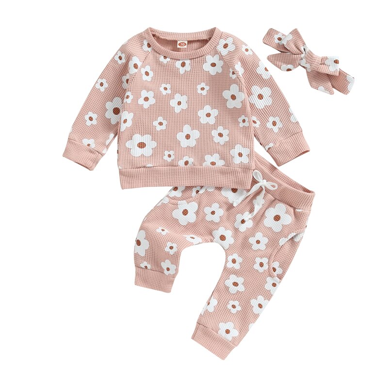 Pastel Daisy Tracksuit Set Pink – Little Eedie