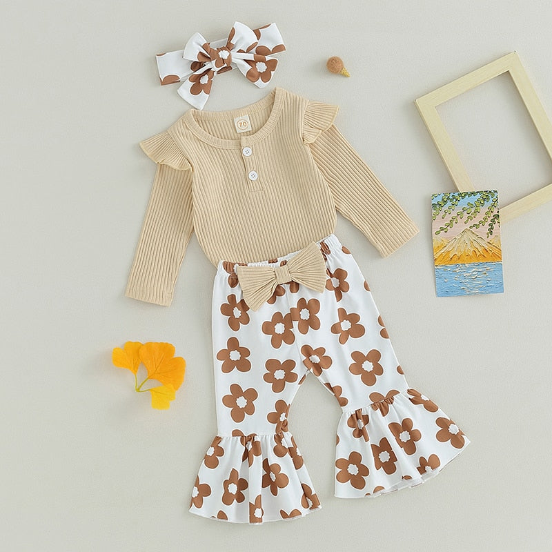 Sarah Flare Set Beige | Baby & Toddler Flares – Little Eedie